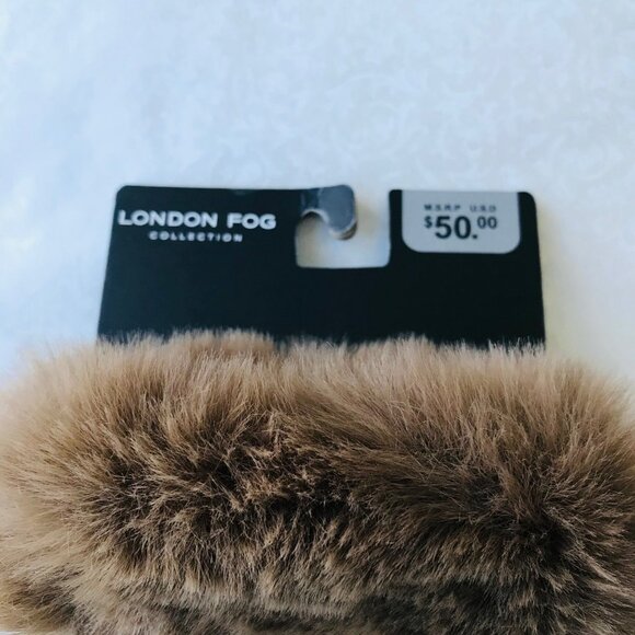 London Fog Faux Fur Gloves Women’s  Touch Screen Compatible Tan NWT - Picture 4 of 6